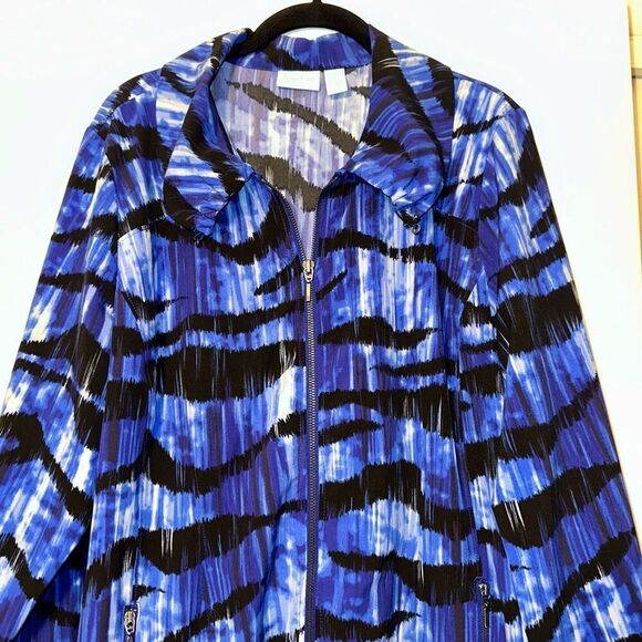 Chicos Zenergy Zipper Jacket Blue Black Pattern Size 2 (Large) EUC - Picture 3 of 13
